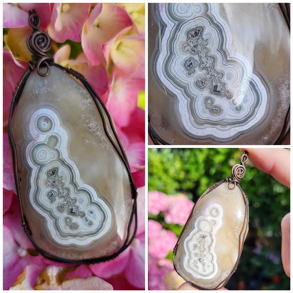 Handcrafted Designer Orbicular Crazy Lace Agate Pendant